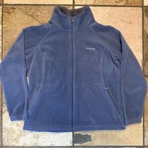 Sz XL Columbia Jacket Women Blue Coat Fleece Dotswarm II  Zip Sherpa Omni Heat